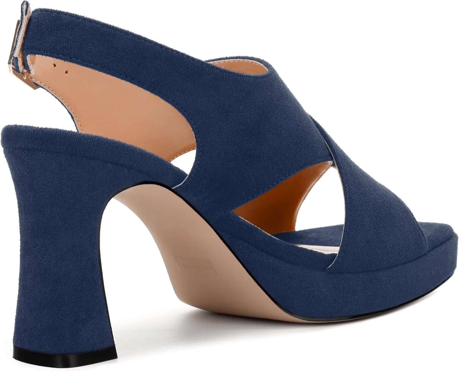 Womens Sandals Open Toe Platform Sandals Buckle Adjustable Strap Heeled Sandals Fashion Solid Suede High Heels