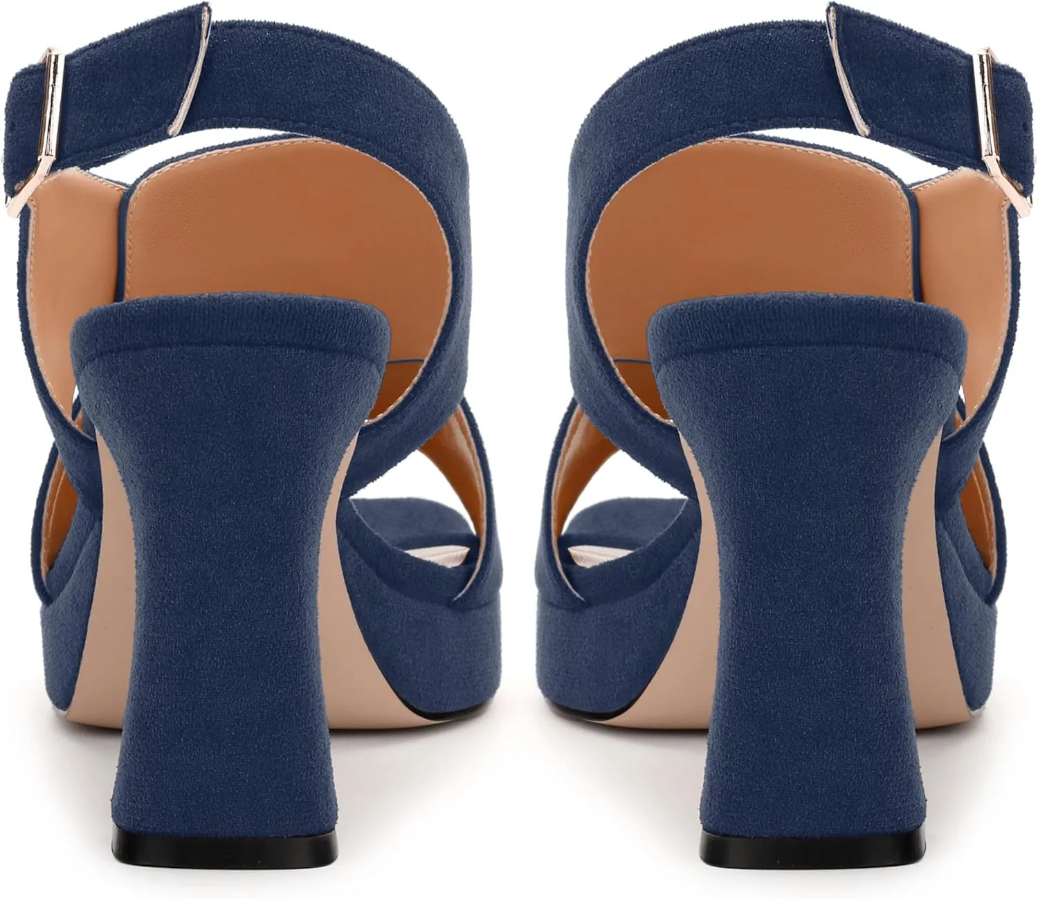 Womens Sandals Open Toe Platform Sandals Buckle Adjustable Strap Heeled Sandals Fashion Solid Suede High Heels