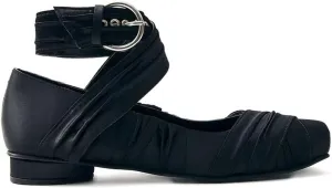 Women's Satin Ballet Flats Ankle Strap Mary Jane Shoes Square Toe Block Heel Ballerina Dress Sandals Ruched-Strap Party Wedding Shoes