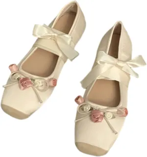 Women's Satin Ballet Flats Shoes Square Toe Silk Lace Up Ankle Strap Ladies Prom Wedding Bridal Shoes