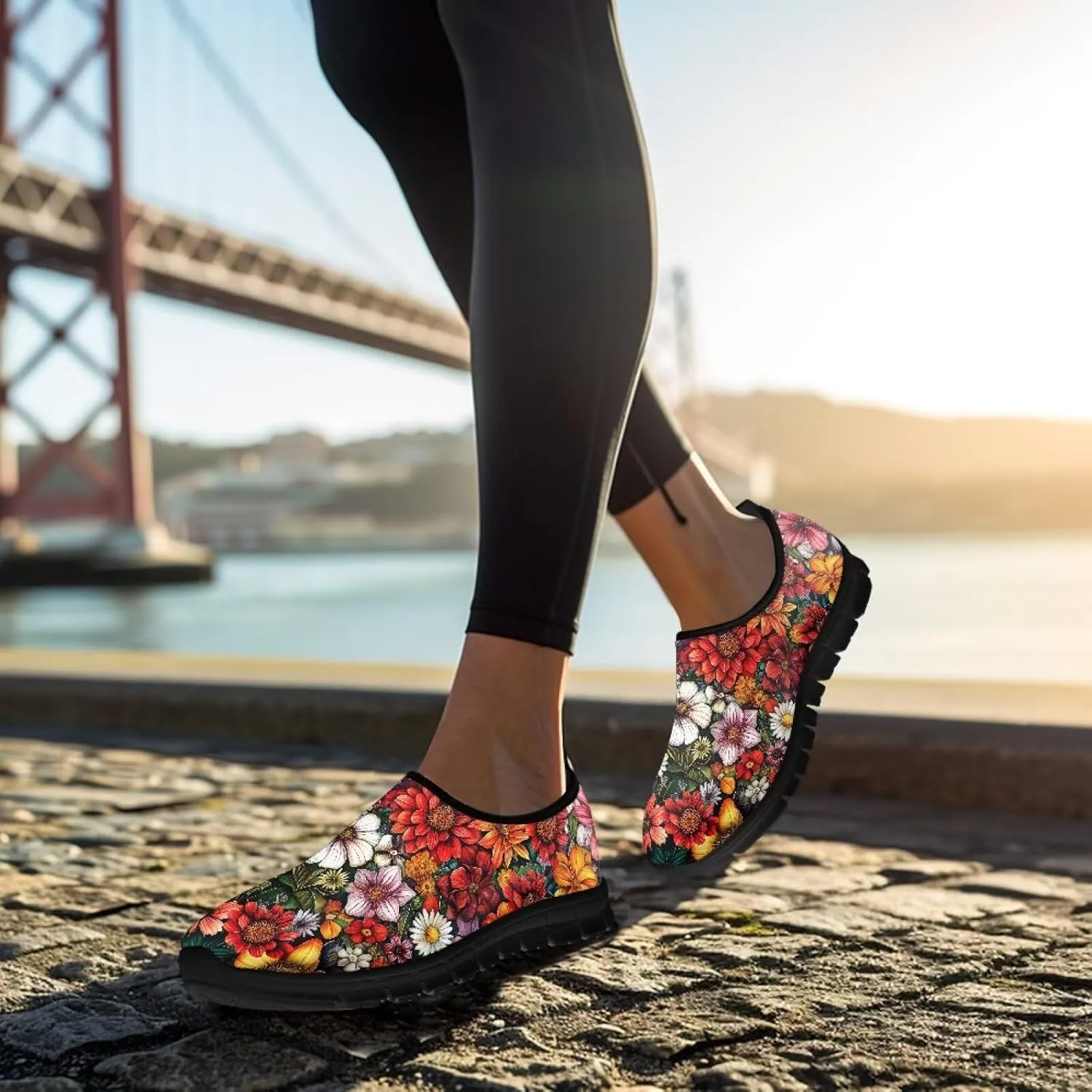 Women's Slip Ons Flat Lightweight Sneakers Walking Casual Loafers Comfortable Art Painted Travel Outdoor Shoes US Size 5.5-11.5