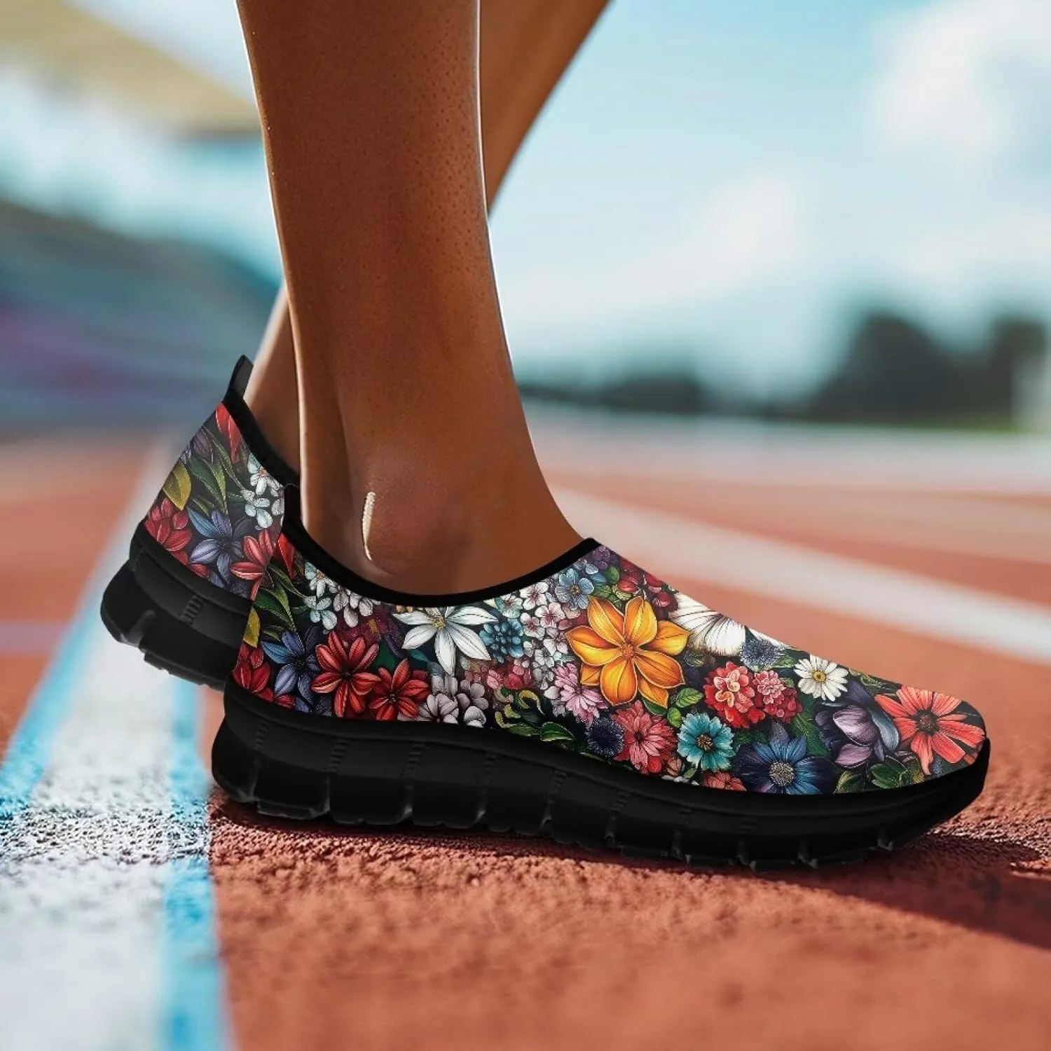 Women's Slip Ons Flat Lightweight Sneakers Walking Casual Loafers Comfortable Art Painted Travel Outdoor Shoes US Size 5.5-11.5