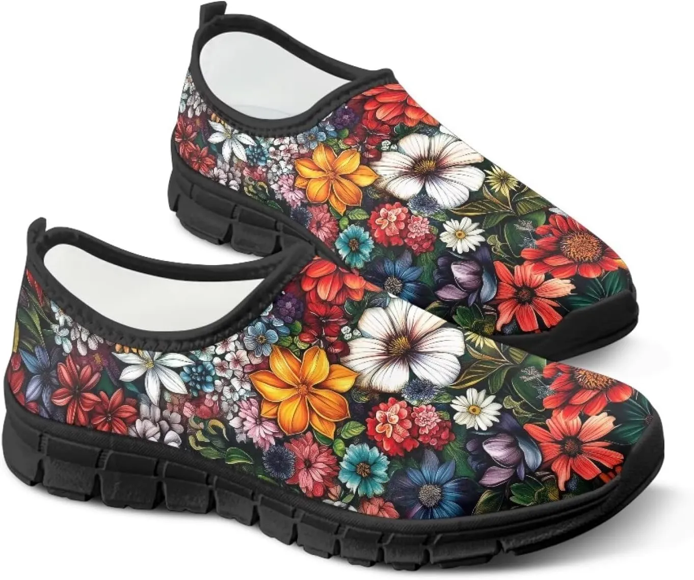 Women's Slip Ons Flat Lightweight Sneakers Walking Casual Loafers Comfortable Art Painted Travel Outdoor Shoes US Size 5.5-11.5