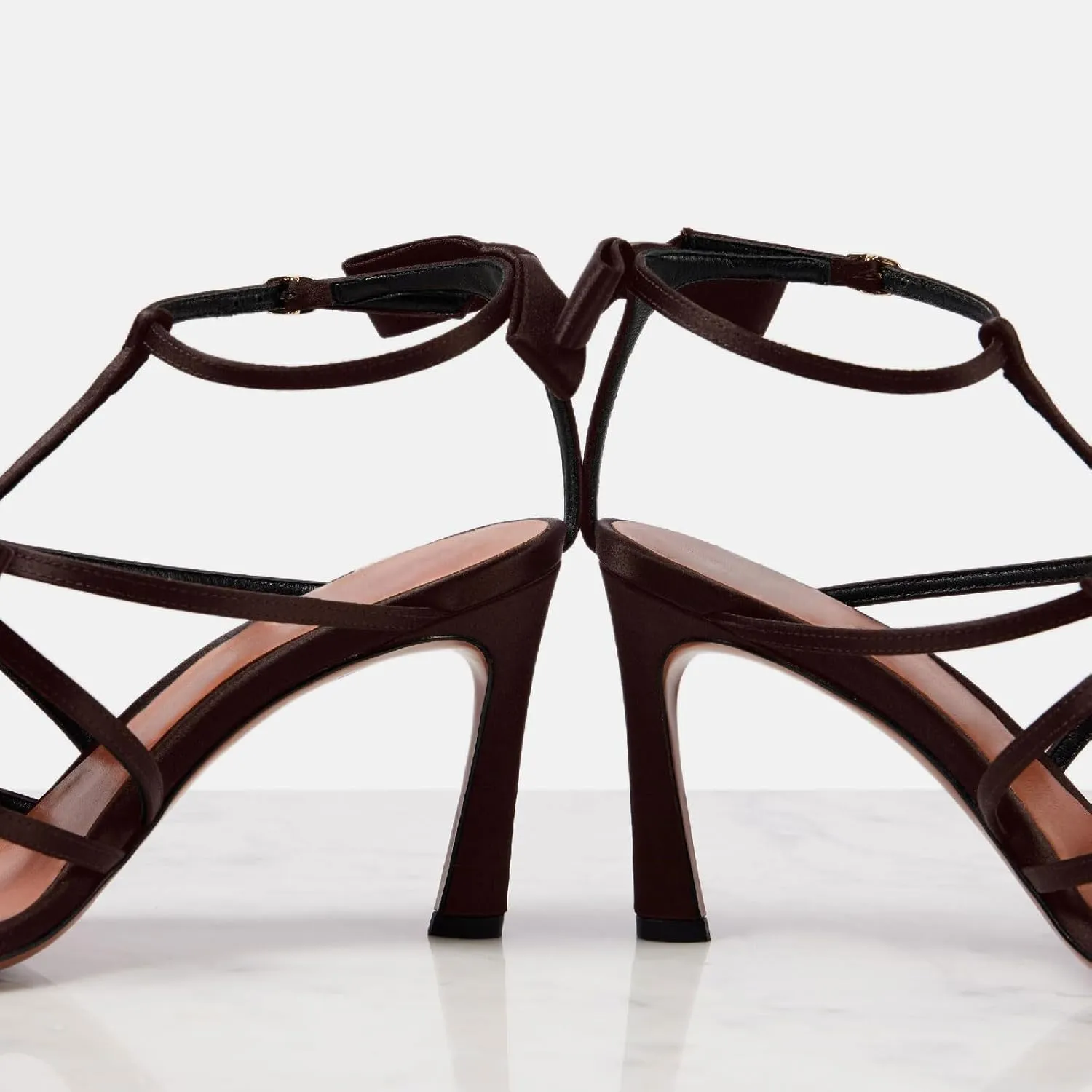 Women's Stiletto Heel Square Open Toe Sandals Fashion Satin/Patent Leather Bows Ankle Strap with Buckle Heeled Sandals Prom Party High Heel Shoes for Summer