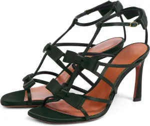 Women's Stiletto Heel Square Open Toe Sandals Fashion Satin/Patent Leather Bows Ankle Strap with Buckle Heeled Sandals Prom Party High Heel Shoes for Summer