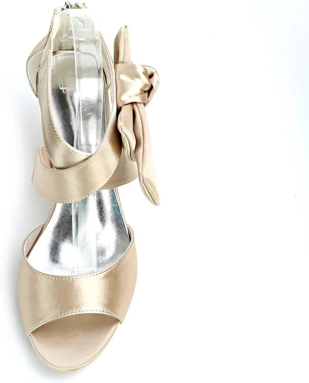 Womens Wedge Sandals Platform Round Toe High Heels Satin Open Toe Evening Prom Wedding Shoes Summer Shoes
