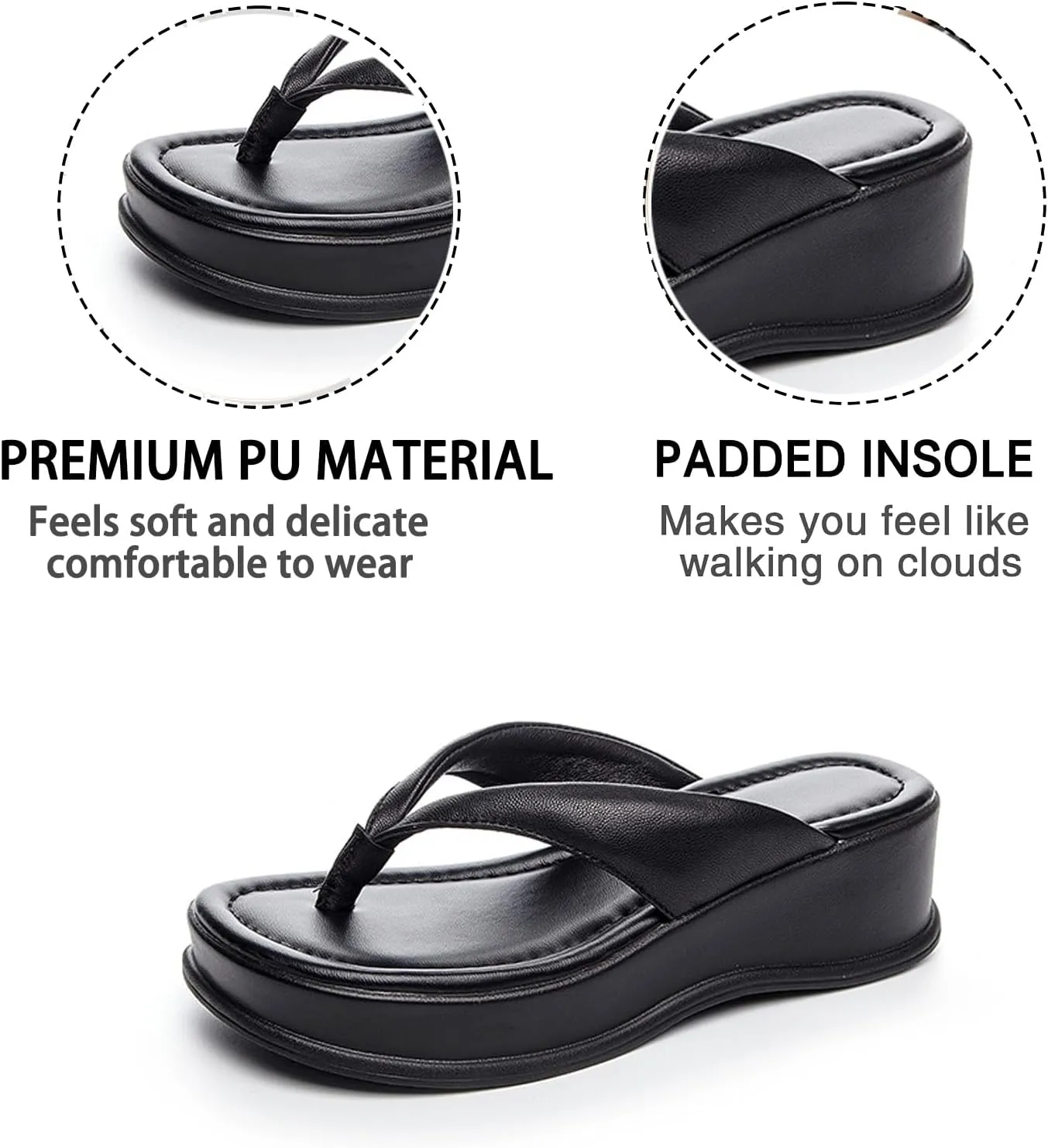Women's Wedges Platform Orthotic Flip Flops Comfort Arch Support Slip on Wedge Plantar Fasciitis Thong Sandals Soft Yoga Mat EVA Sole Outdoor Beach Home Cushion Slippers
