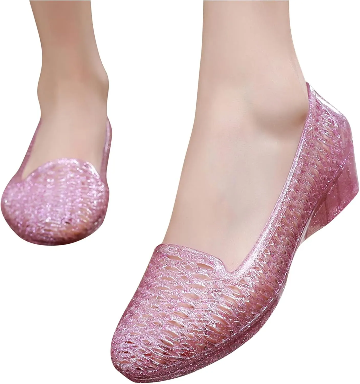 Women’s Work Plastic Sandals with Wedge Heel Summer Crossed Hollow Out Closed Toe Shoes for Everyday Walking