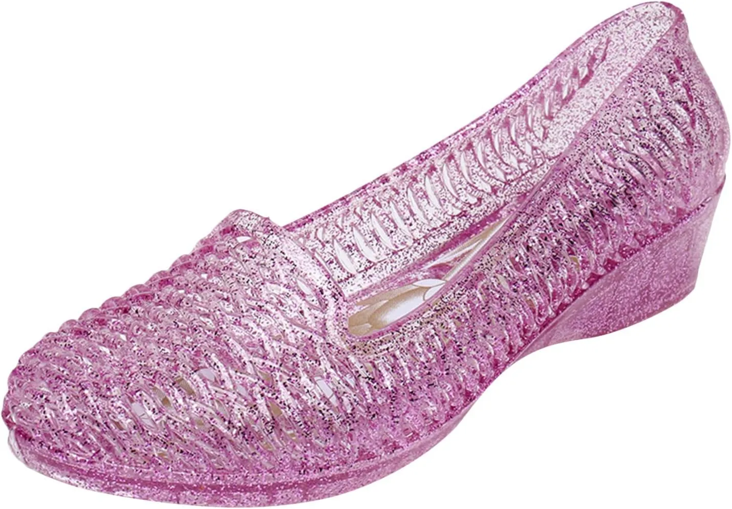 Women’s Work Plastic Sandals with Wedge Heel Summer Crossed Hollow Out Closed Toe Shoes for Everyday Walking