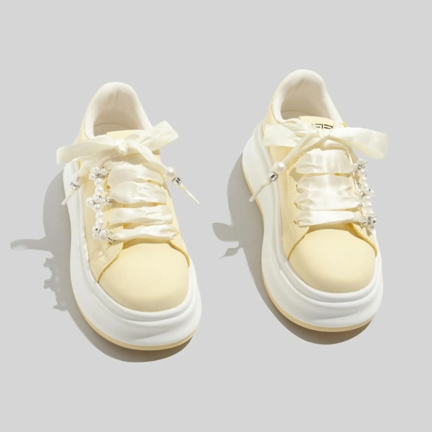 Women's Y2K Aesthetic Yellow Platform Sneakers Mesh Chunky Shoes Lightweight Breathable Sporty Casual Walking Shoes