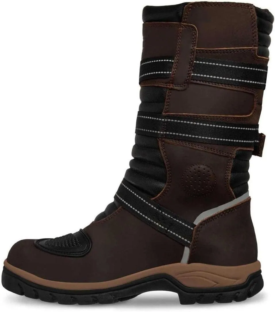 WORKLAND 77415 Motorcycle Boots for Men - Leather Boots with Protections - Work Boots For Men - Rubber Sole Slip Resistant and Reflective Motorcycle Riding Boots - Botas para Motocicleta Hombre