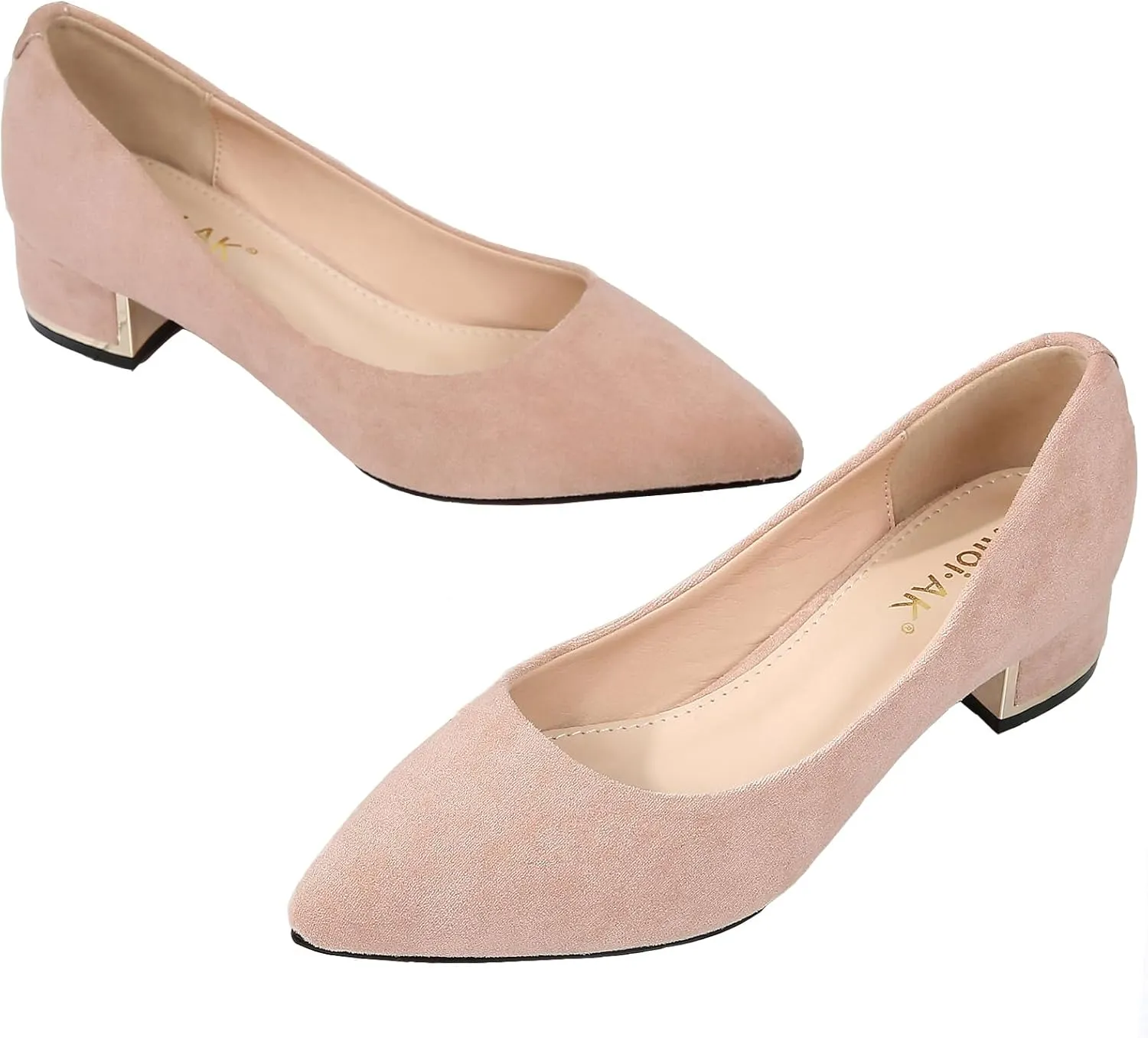 WUIWUIYU Womens Suede Pumps Low Heels Stacked Block Heeled Pumps Shoes Wedding Party Causal Flats Shoes