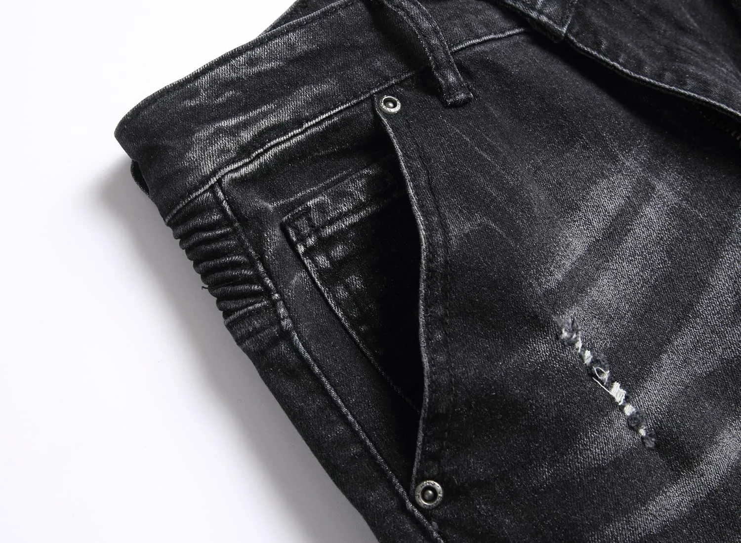 XIMXIMMTIAN Men's Biker Moto Washed Distressed Slim Fit Straight Jeans Denim…