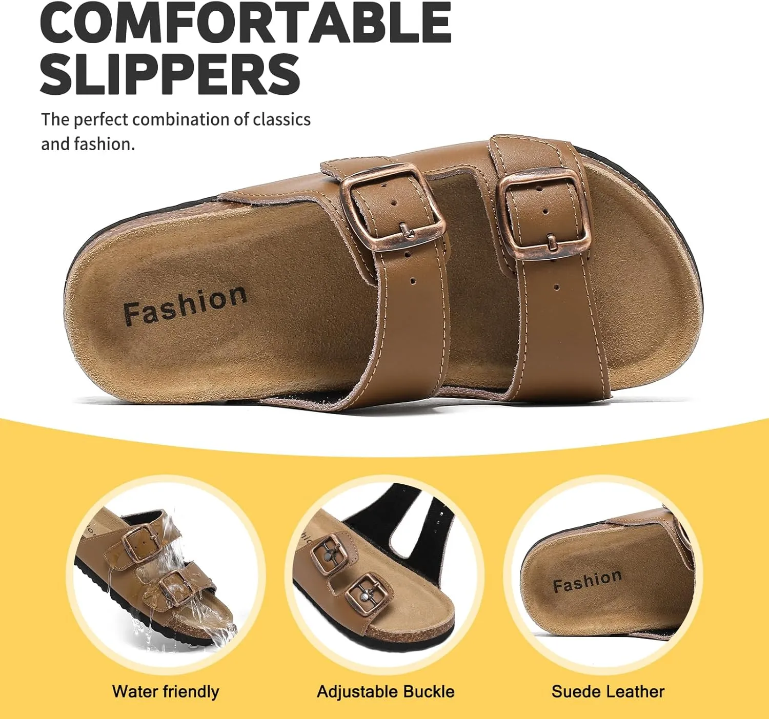 XTJSCBDSH Kids Sandals Boys Girls Slide Adjustable Back Strap Cork Toddler Slippers Casual Summer Shoes Open Toes with Cork Footbed