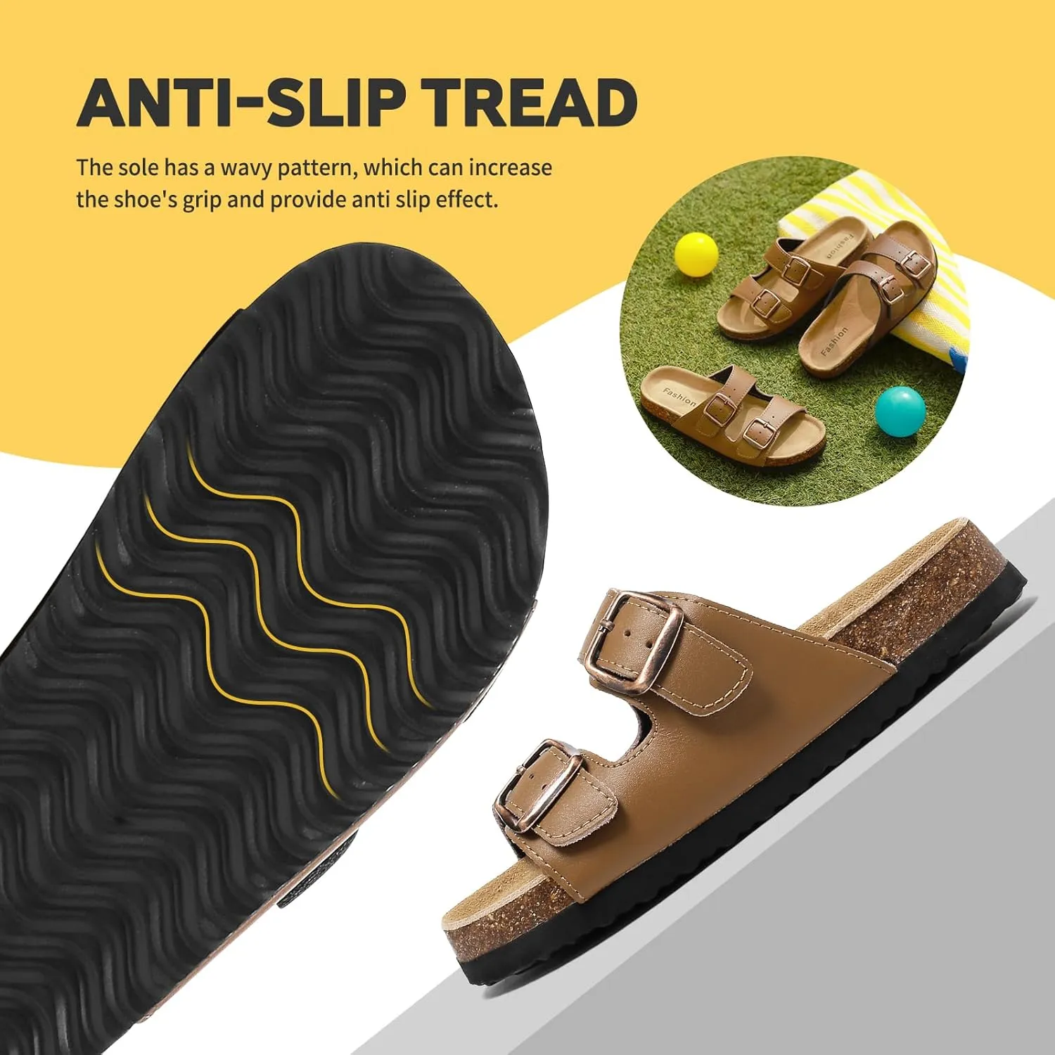 XTJSCBDSH Kids Sandals Boys Girls Slide Adjustable Back Strap Cork Toddler Slippers Casual Summer Shoes Open Toes with Cork Footbed