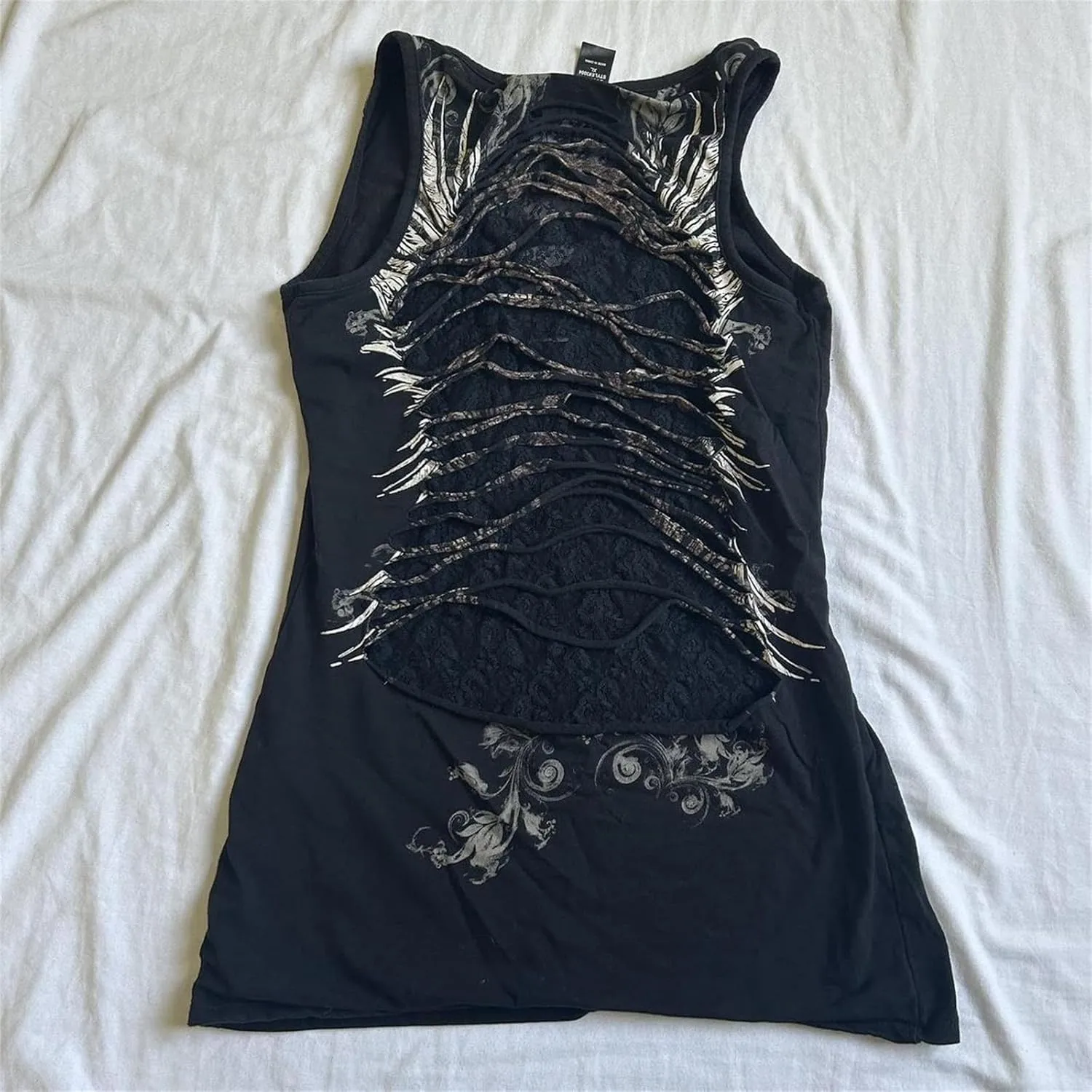 Y2k Fairy Grunge Clothes for Women Gothic Skull Skeleton Graphic Print Tees Shirts 90s Vintage Aesthetic Crop Tops