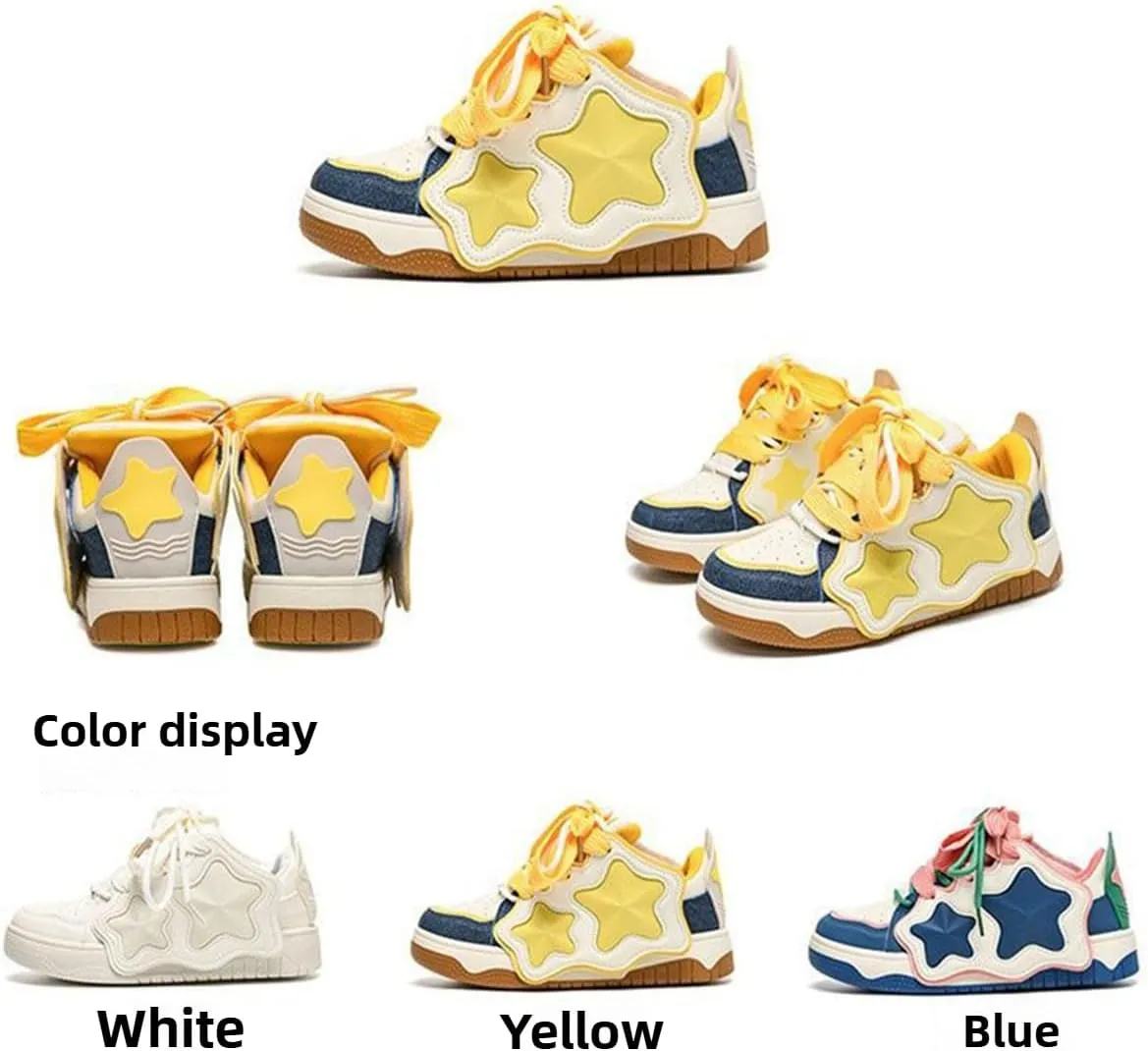 Y2K Shoes Walking Sneakers for Women Kawaii Star Chunky Platform Shoes Aesthetic Laces Up Streetwear Colorful Fit Well