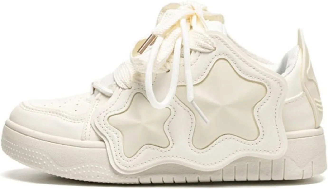 Y2K Shoes Walking Sneakers for Women Kawaii Star Chunky Platform Shoes Aesthetic Laces Up Streetwear Colorful Fit Well