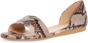 YDN Western Open Toe D'Orsay Casual Flats Sandals Slip on Comfy Walking Shoes Size 4-16 US