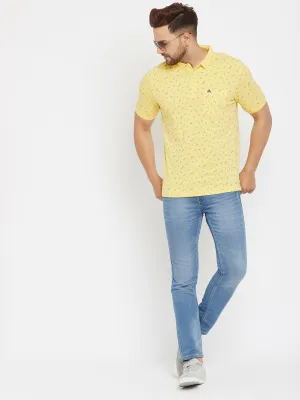Yellow Printed Polo T-Shirt