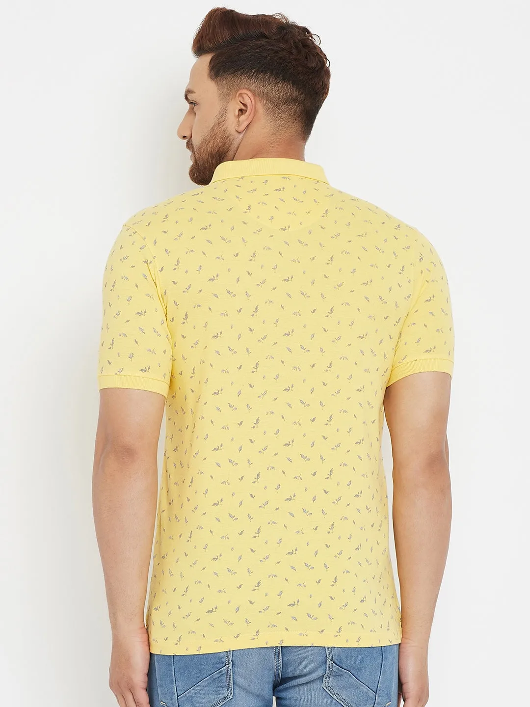 Yellow Printed Polo T-Shirt