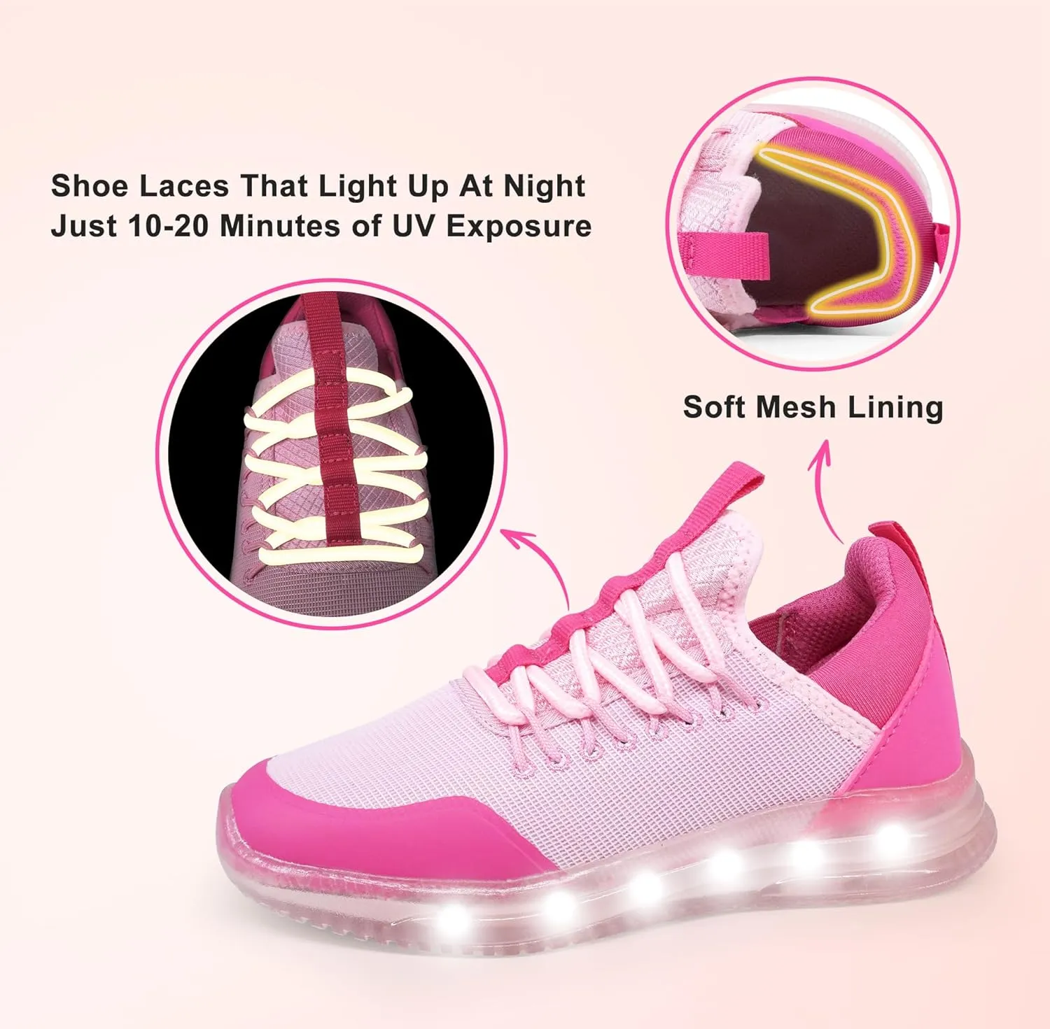 YESKIS Toddler Boys Girls Light Up Shoes Lightweight Mesh Breathable Fashion Led Flashing Walking Running Sneakers for Toddler and Little Kid