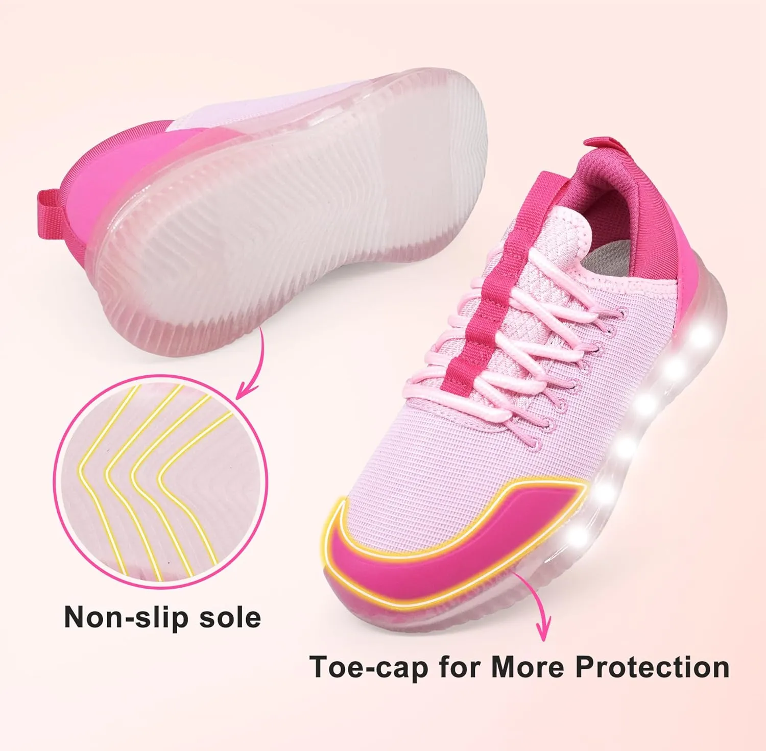 YESKIS Toddler Boys Girls Light Up Shoes Lightweight Mesh Breathable Fashion Led Flashing Walking Running Sneakers for Toddler and Little Kid