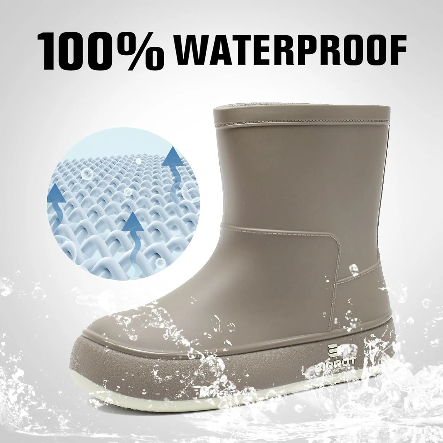 YUHITYGZGS Rain Boots for Women, Lightweight Waterproof Rubber Boots, Anti-Slip Chelsea Womens Rain Boots, Stylish Mid Heel Ankle Garden Booties with Comfy Insoles for Outdoor