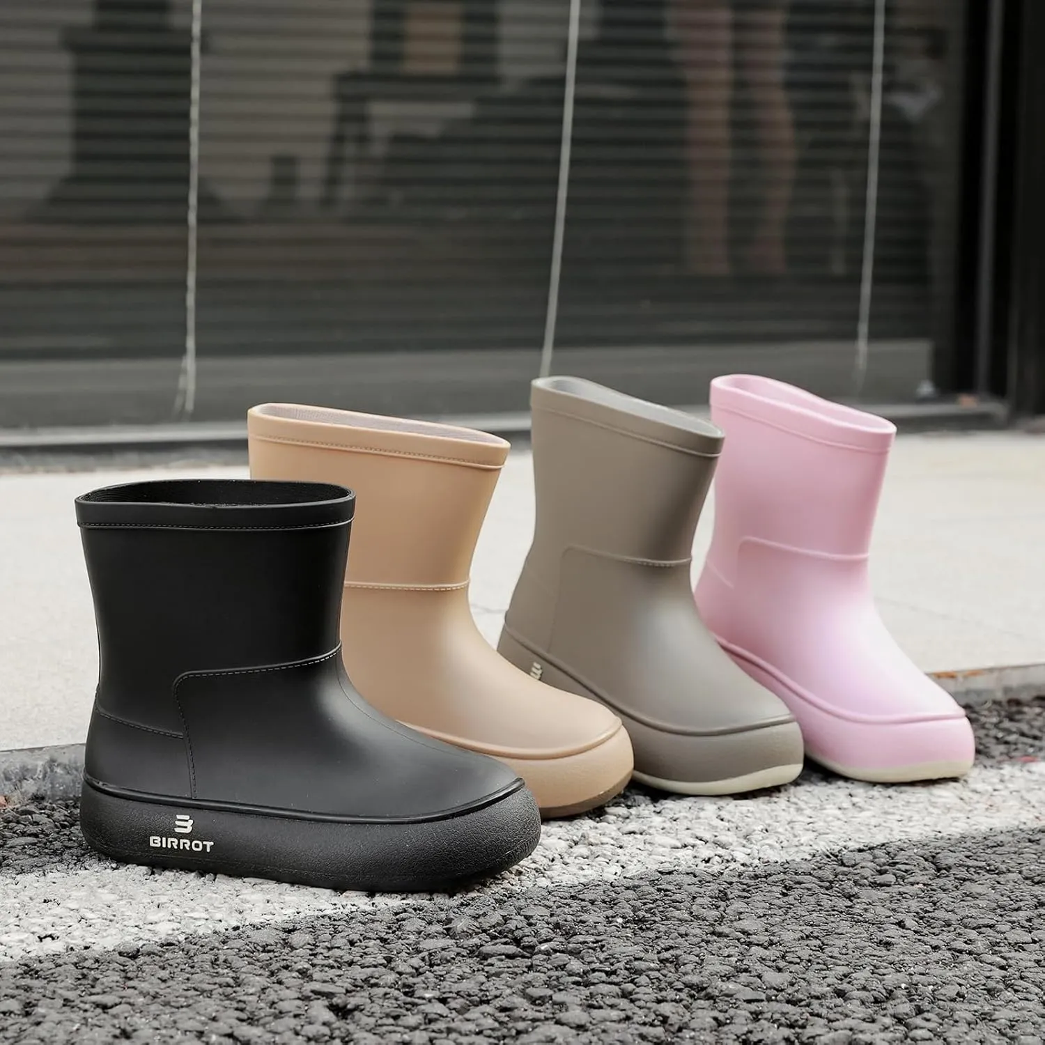YUHITYGZGS Rain Boots for Women, Lightweight Waterproof Rubber Boots, Anti-Slip Chelsea Womens Rain Boots, Stylish Mid Heel Ankle Garden Booties with Comfy Insoles for Outdoor