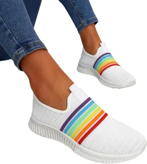 ZBYY Women's Walking Shoes Lightweight Colourful Slip On Casual Mesh Running Sneakers Breathable Athletic Tennis Sneakers