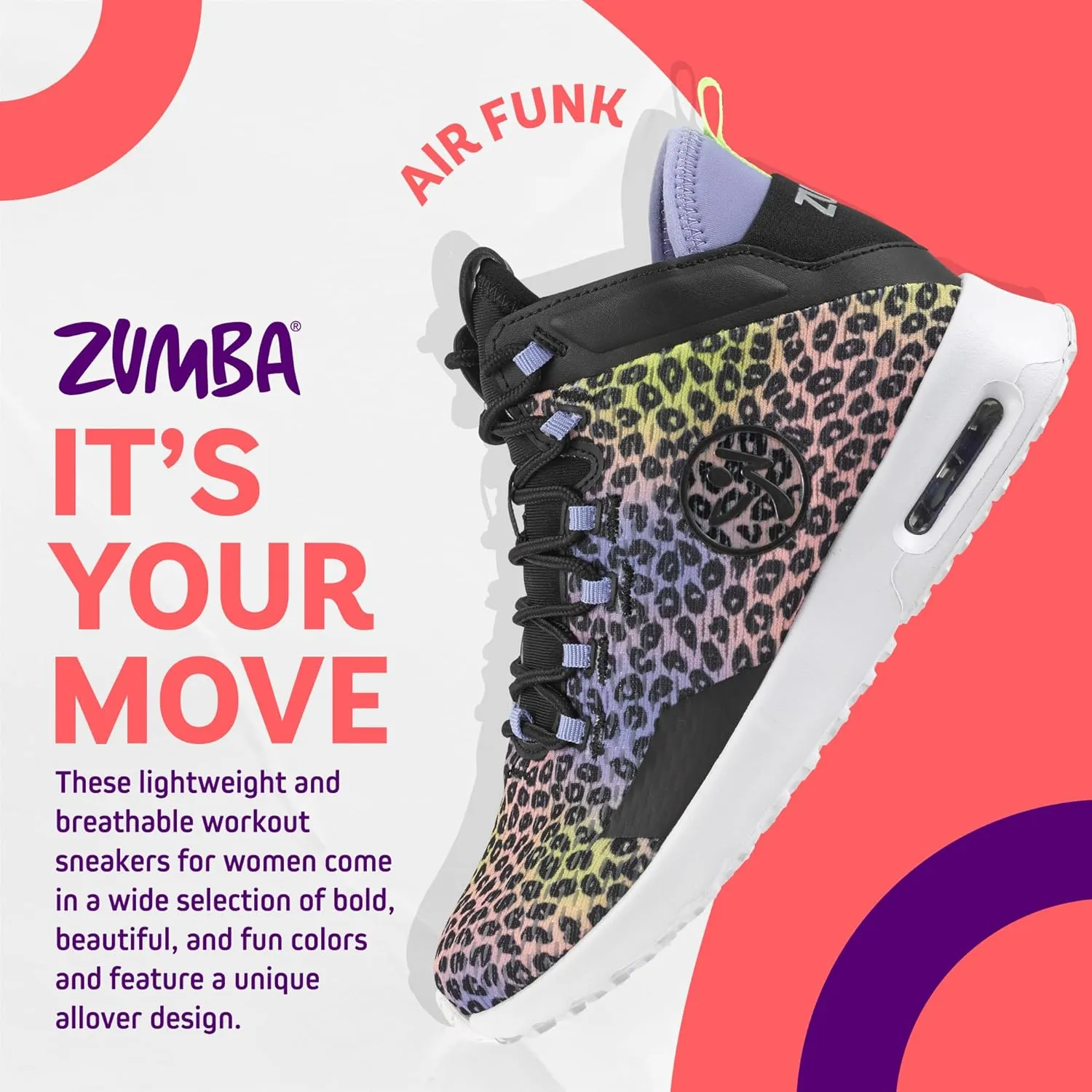 ZUMBA Air Funk Women’s Dance Shoes, Mid-Top Fitness Sneakers