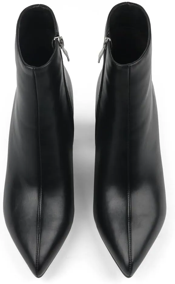 Zzheels Women's Stylish Ankle Boots Classic Zipper Block Heels Pointed Toe Boots for Daliy Wear