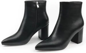 Zzheels Women's Stylish Ankle Boots Classic Zipper Block Heels Pointed Toe Boots for Daliy Wear