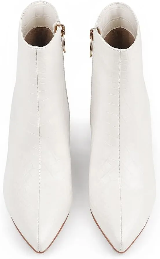 Zzheels Women's Stylish Ankle Boots Classic Zipper Block Heels Pointed Toe Boots for Daliy Wear