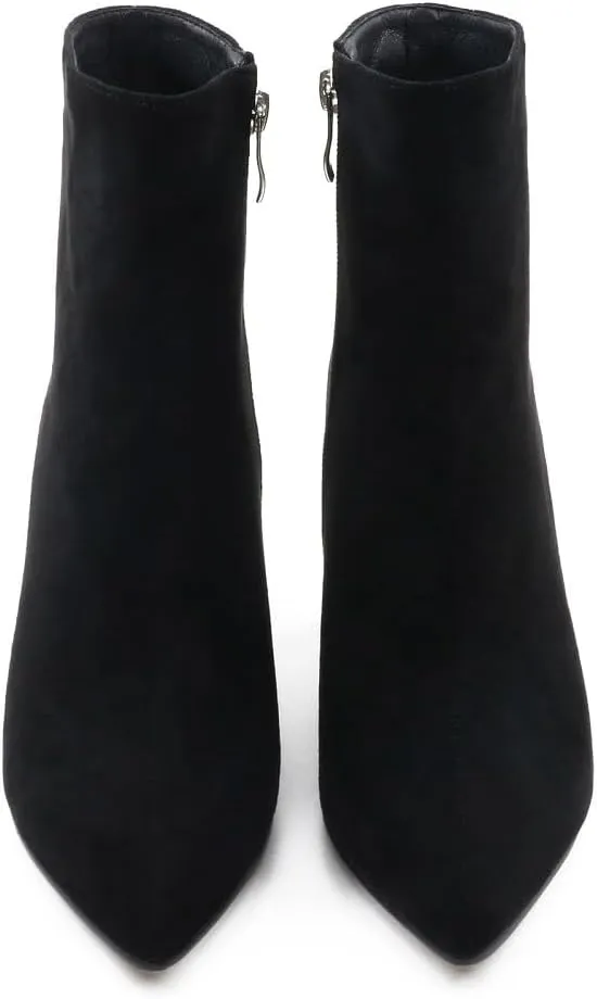 Zzheels Women's Stylish Ankle Boots Classic Zipper Block Heels Pointed Toe Boots for Daliy Wear
